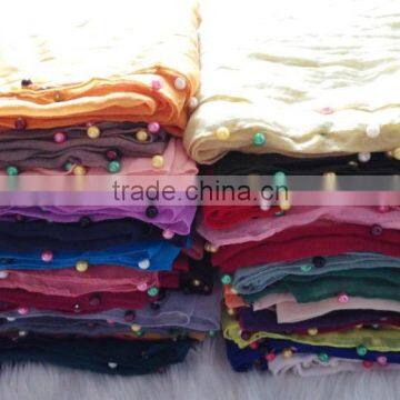 Hot Selling Self-made Plain Hijab Shawl Women Colorful Pearl Scarf Quality Choice photo-6