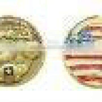 Metal coin with the United States flag