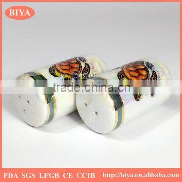 chaozhou factory manufacture ceramic salt and pepper bottle colorful pearl glazed for souvenir decal