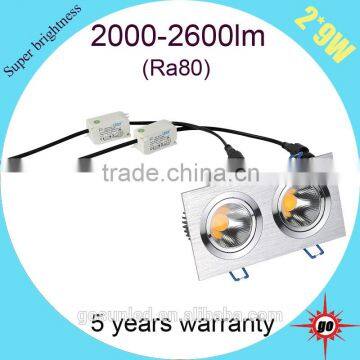 2x9w 2700k-3200k Color Temperature Barbershop Lighting Square Led Downlights photo-3