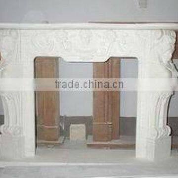 nature white stone engraved fireplace