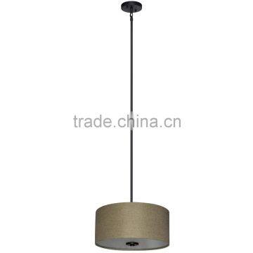 3 light chandelier(Lustre/La arana) in ebony bronze finish with a round 16" linen look woven basket fabric shade