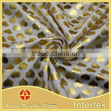 Popular gold foil printing fabric / nylon polyester elastane foil fabric                        
                                                Quality Choice