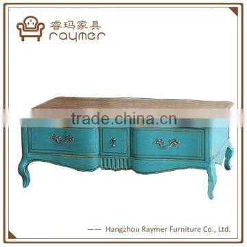 Home Furniture General Use blue Antique 2 drawers French table