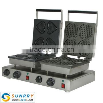 Industrial custom plate waffle maker for 4 pcs heart shape and round waffle cone machine (SUNRRY SY-WM53B)