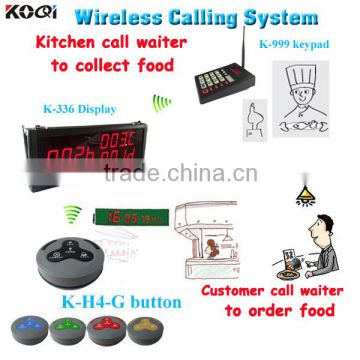 Display Monitor Kitchen Wireless Service Waiter Call Bell System K-336+K-999+K-H4-G