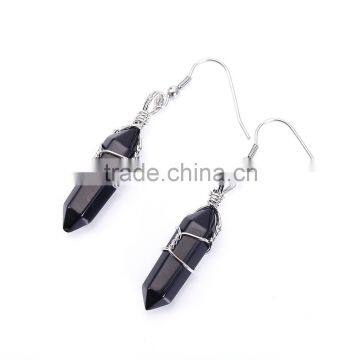 Beautiful 1 pair Onyx Handmade Wire Wrap Healing Point Chakra Earings