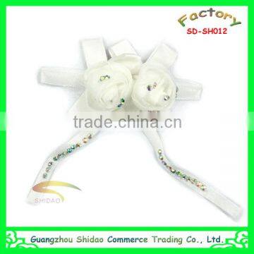 Ribbon shoe flower with white rose flower for hair accessory