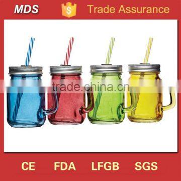 Kitchen handle coloured mason jars 250ml with lid and straw                        
                                                Quality Choice