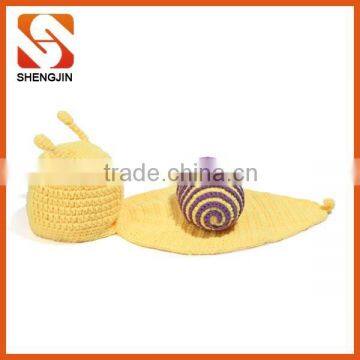 2015 hottest snail shaped knitting baby set clothing with crochet hats