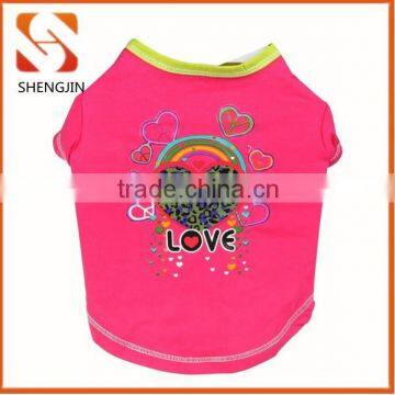 SJ-L6012 Cotton pet clothes wholesale rose red heart print dog shirts