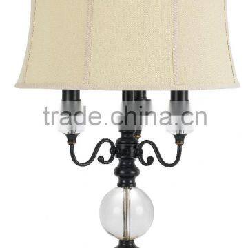 29.5''H METAL+CRYSTAL TABLE LAMP,FABRIC SHADE D17''*D19''*H10''