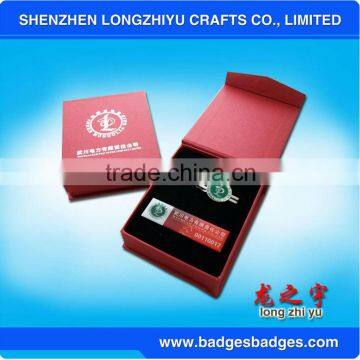 China Tie Clip With Epoxy Tie Clip And Name Tag With Paper Box