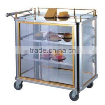All Steel Snack Car Hotel Service Stainless Steel Trolley Service Designs Trolley With Glasses