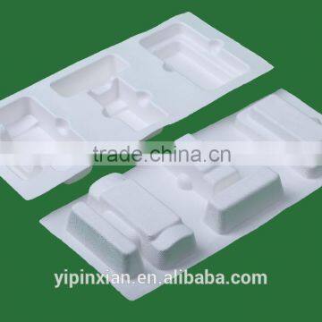 Eco-friendly biodegradable compostable customized electronic blister packaging white molded pulp paper insert