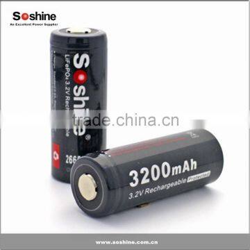 26650 lifepo4 battery 3.2v Soshine battery 3200mah