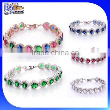 Top Quality 925 Sterling Silver Pave Diamond Heart Tennis Bracelet