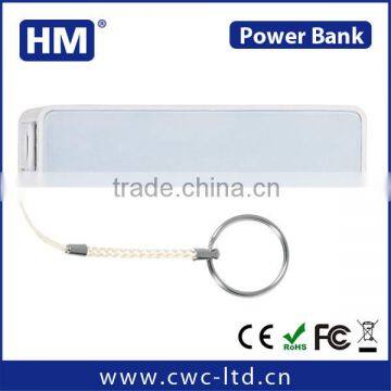 Wholesale oem power bank with keychain CE/ROHS/FCC/UL 2200/2600HAM square shape plastic power bank