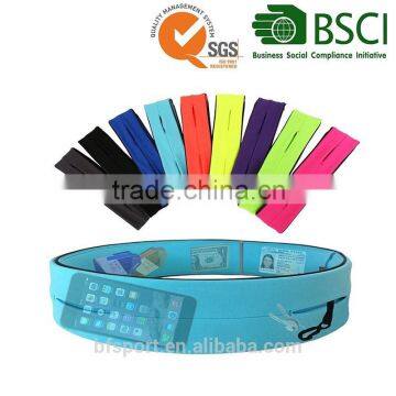 Four pouch elastic spandex fitness running belt