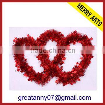 Curtains christmas decoration red mylar tinsel party garland with star