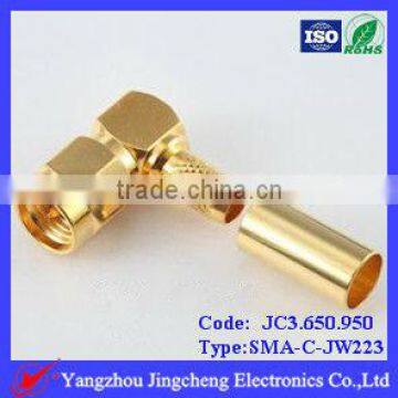 Nickel Plated SMA plug male 90 degree crimp for LMR223 cable