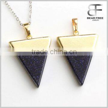 New Trendy Gold Plated Semi-Precious Gemstones Triangular Pyramid Chakra Pendant For Necklace Quality Choice photo-5