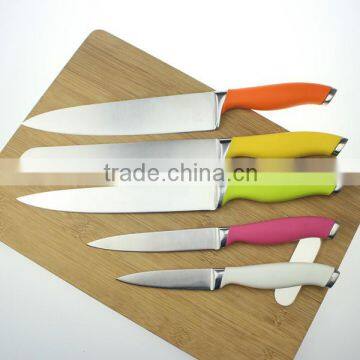 High quality stainless steel knife set with color silicone handle