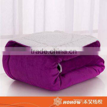 100% Polyester fiber blanket purple flannel warm plain blankets