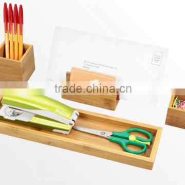 new design Bamboo Desk Organiser Made of Natural Bamboo Desk storage Tidy Stationery Box