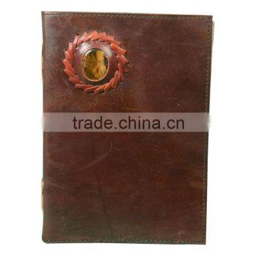 STITCHED Leather Stone Journal Personal Diary Book Recipe Book