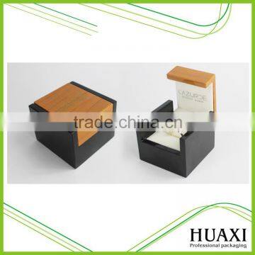 Custom High Glossy Wood Velvet Ring Storage Opened Packaging Box