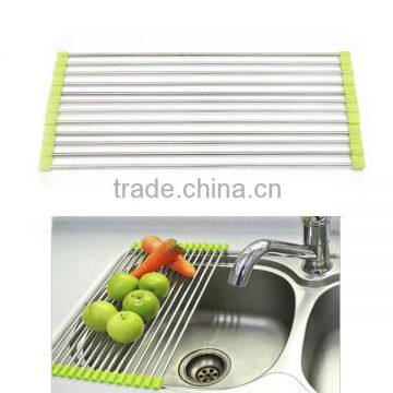 Over Sink Roll Up Dish Drying Mat / Stainless Steel Drain Rack