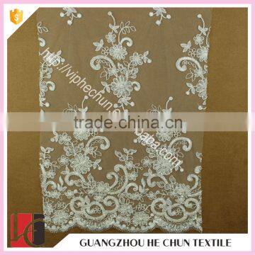 HC-5805-1 Hechun Clear Sequin Bead Floral Fancy Bridal Lace Fabric for Dresses