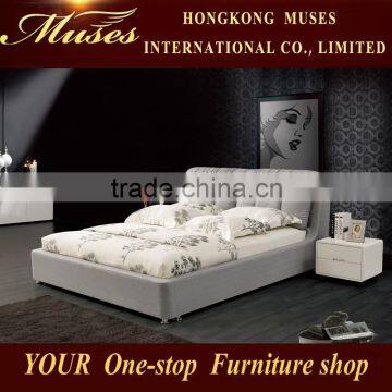 2015 Latest Design Modern Bedroom Furniture Fabric Wooden Bed B80035