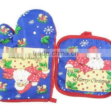 new design for christmas 2pcs kitchen set oven glove and potholder