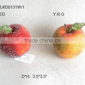 2014 New Artificial Fake Fruits Christmas 3.5*3.5" Artificial Sugar Apple With Glitter Christmas Tree Decoration