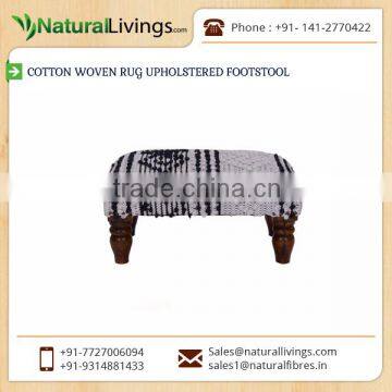 Living Room Furniture Type Cotton Woven Rug Upholstered Footstool for sale