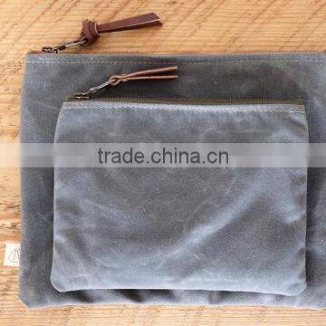 Custom Cotton Waxed Canvas Small Zipper Pouch