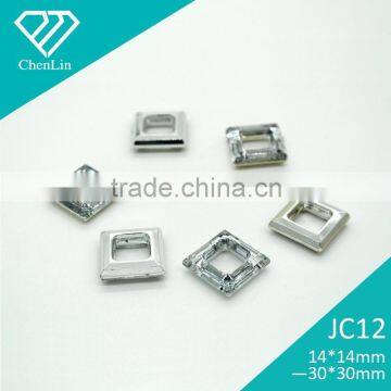 JC12 square circle ring 14*14 30*30 point back acrylic jewels rhinestones DIY fashion decoration, craft fitting garment bags