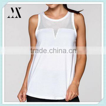 Lightweight fabric mesh panelling qucik drying sleeveless tank tops for women