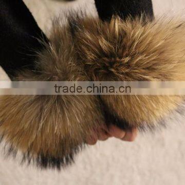 High Standard Custom Wholesale Lively Raccoon Fur Cuff Animal Fur Wrist Warmers Cheap Price