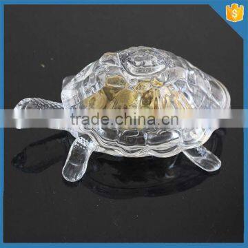 DEPRESSION GLASS TURTLE TRINKET JAR CONTAINER