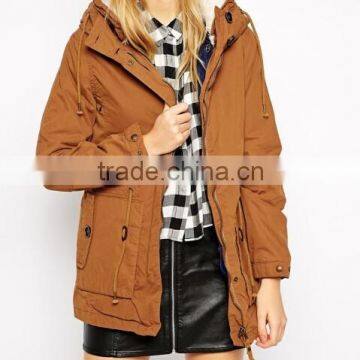 Ladies Hood Winter Coat With Faux Fur Lining Hood