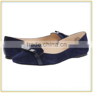 Latest design fashion casual shoes pointed toe bow women flat shoes