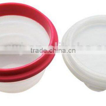 Round Silicone folding container / silicone food storage container/silicone microwave oven bowl