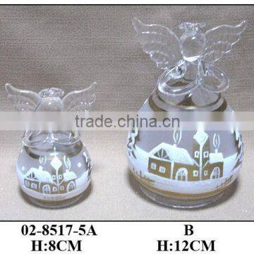 Chirstmas Hanging Glass Angel with Snow Scenery Pattern