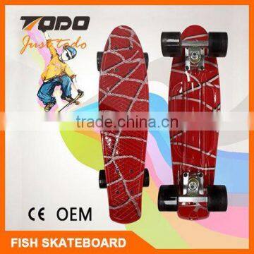 OEM Plastic Fish Shaped Skateboards with LED Wheels