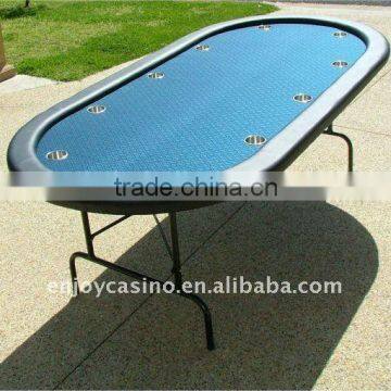 Premium 84" Oval Blue Suited Speed Cloth Poker Table w/ Stainless Steel Cups