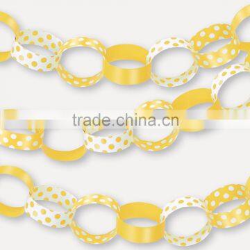 YELLOW White Polka Dot Spot Style Party Paper Chain Garland Decoration