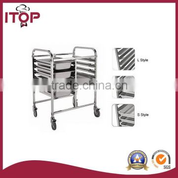 Apply to hotel and restaurant Double Row 6 Layers Tray Trolley